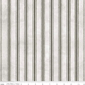 May include: White fabric with black vertical stripes. The fabric has a subtle texture and a slightly distressed look.