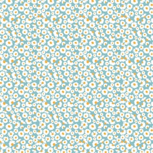 Poppie Cotton, Hopscotch & Freckles-mini calico-teal, HF21923, floral Daisy fabric