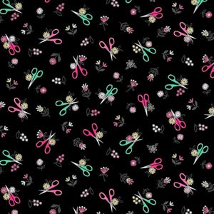 Perfect cut , Michael Miller fabric, floral scissors , CX10708-black, sew fun, sewing scissors
