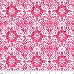 Poppies & Plumes fabric by Lila Tueller, Riley Blake designs, C14292-white damask