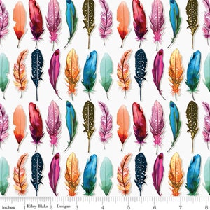 Poppies & Plumes fabric by Lila Tueller, Riley Blake designs, C14294-multi, feathers