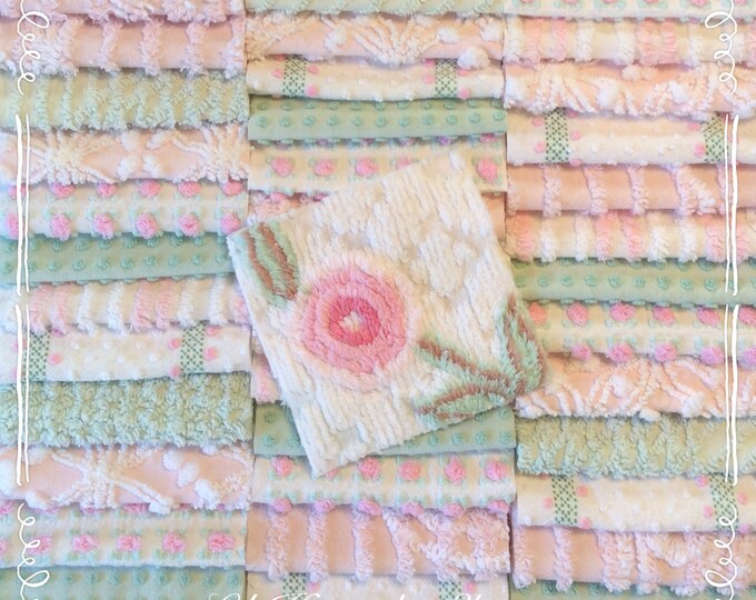 Chenille Fabric Quilt Squares 426 Blocks Pink & Green Etsy
