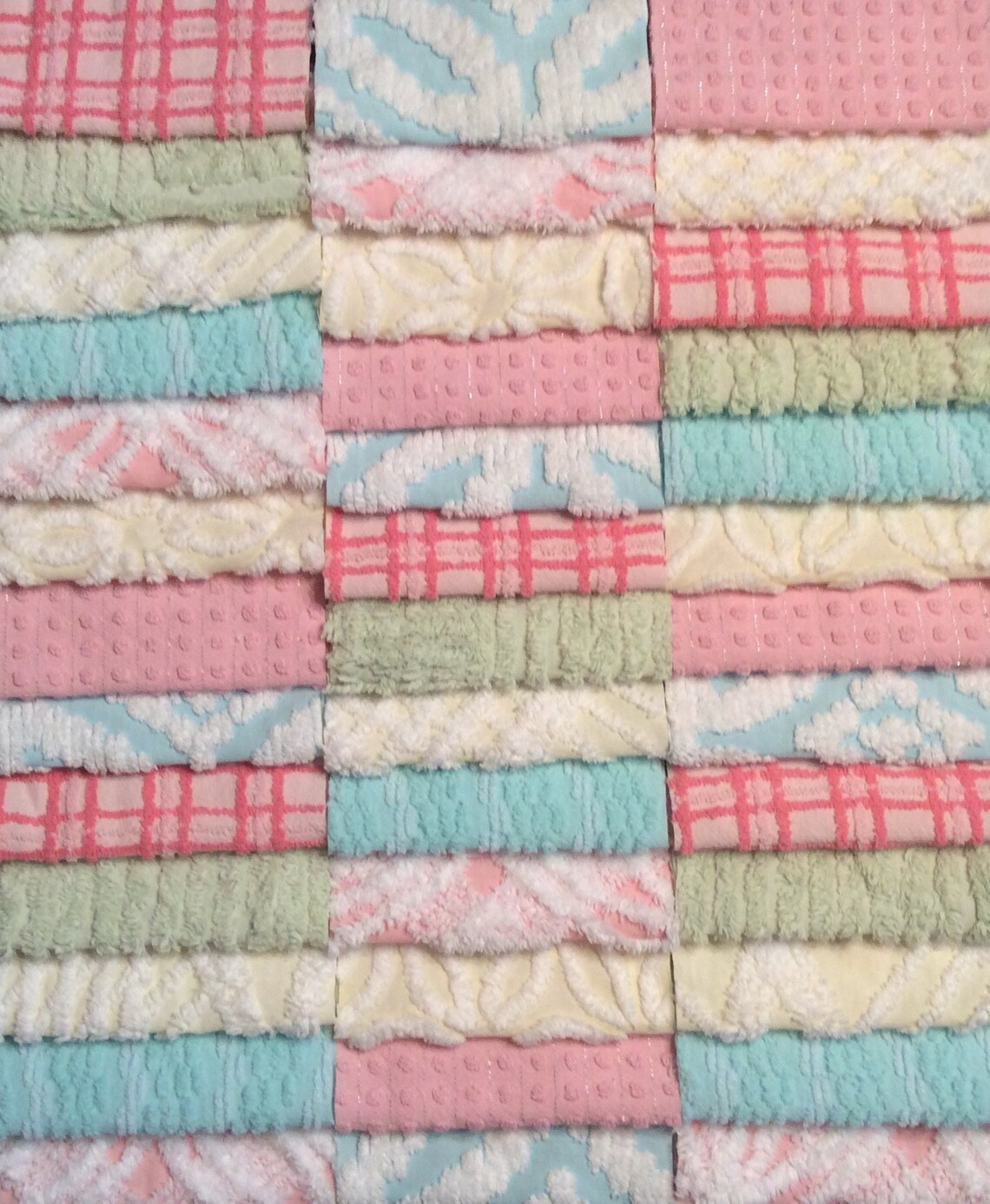 Chenille fabric quilt squares 426 blocks soft pastels Etsy