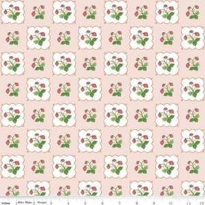 Riley Blake Summer picnic ,pink strawberries retro tablecloth, by Melissa Mortenson, C10751