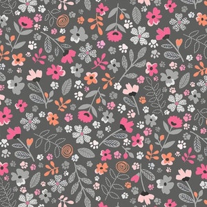 Meowgical, Garden paws in gray, by Michael Miller, cat fabric