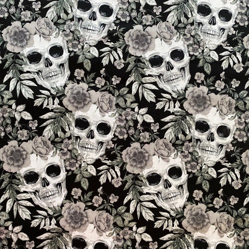 Skulls N Roses Fabric by Half Yard Fat Quarter Halloween - Etsy