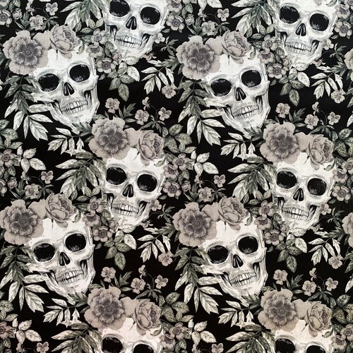 Halloween Skulls and Roses Fabric by the Yard/piece - Etsy
