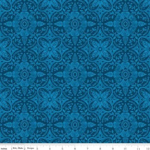 Poppies & Plumes fabric by Lila Tueller, Riley Blake designs, C14292-navy damask
