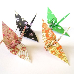 Origami Crane (50) Origami Paper Cranes , Cherry Blossom Pattern , Sakura Flower Print Origami Birds for Japanese Wedding