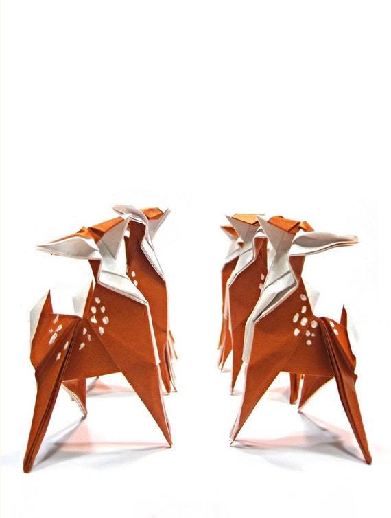 Origami Deer Cupcake Topper 1 Paper Animal For Birthday Decor Wedding Cake Topper Origami Fawn Raindeer Woodland Animal