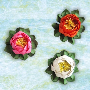 Paper Lotus Flower Water Lily Origami Lotus Yoga Studio Decor image 2