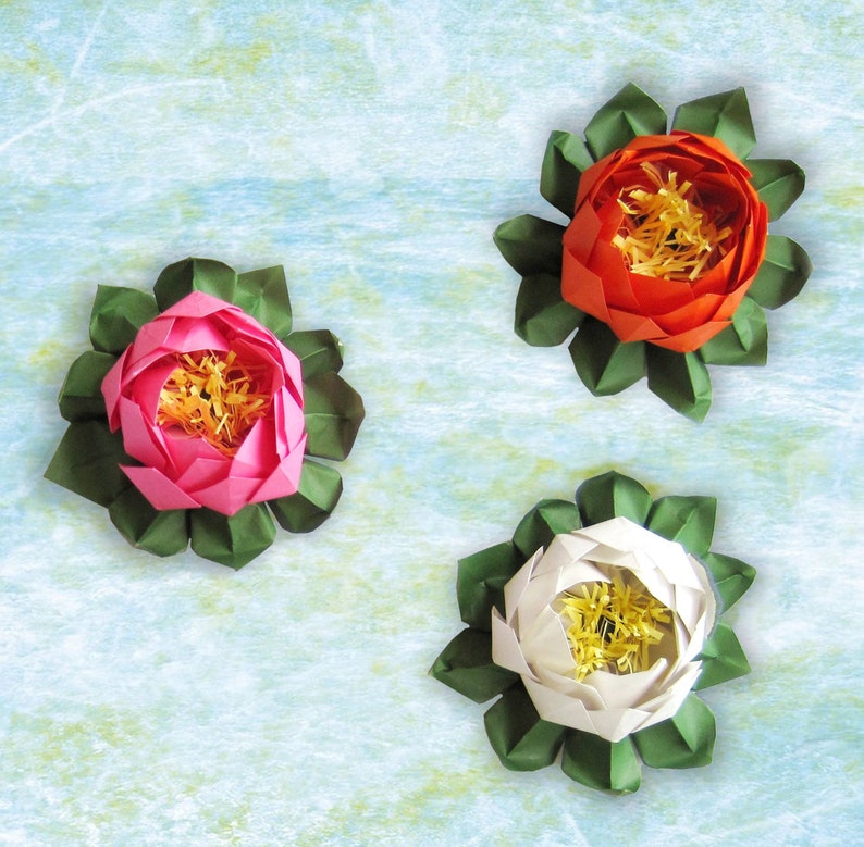 Paper Lotus Flower Water Lily Origami Lotus Yoga Studio Decor image 2