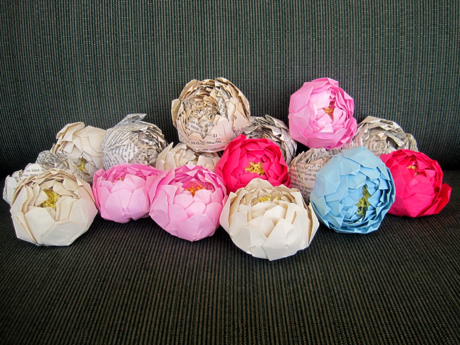 Origami Paper Peonies Flowers 1 Paper Peony Flower Blush - Etsy Australia