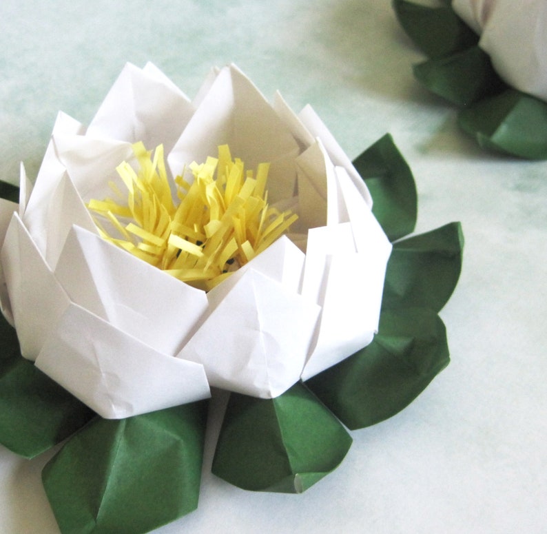 Paper Lotus Flower Water Lily Origami Lotus Yoga Studio Decor image 3