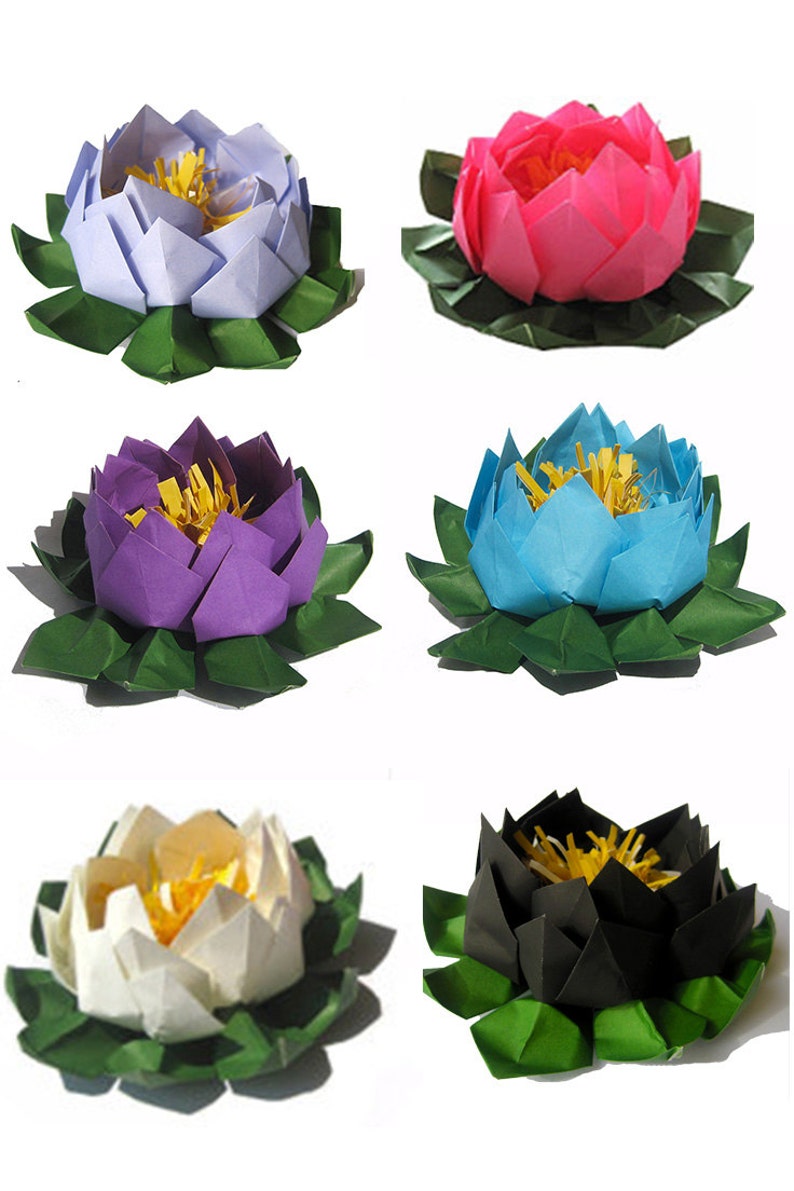 Paper Lotus Flower Water Lily Origami Lotus Yoga Studio Decor image 4