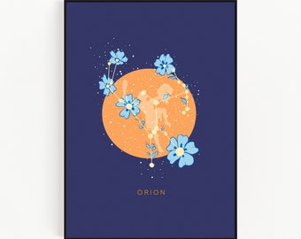 Orion - Constellation Print, Celestial Print, Star Print, Flower art print 5x7" / 8x10"