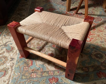 Eastern Red Cedar Hand Rushed Foot  Stool