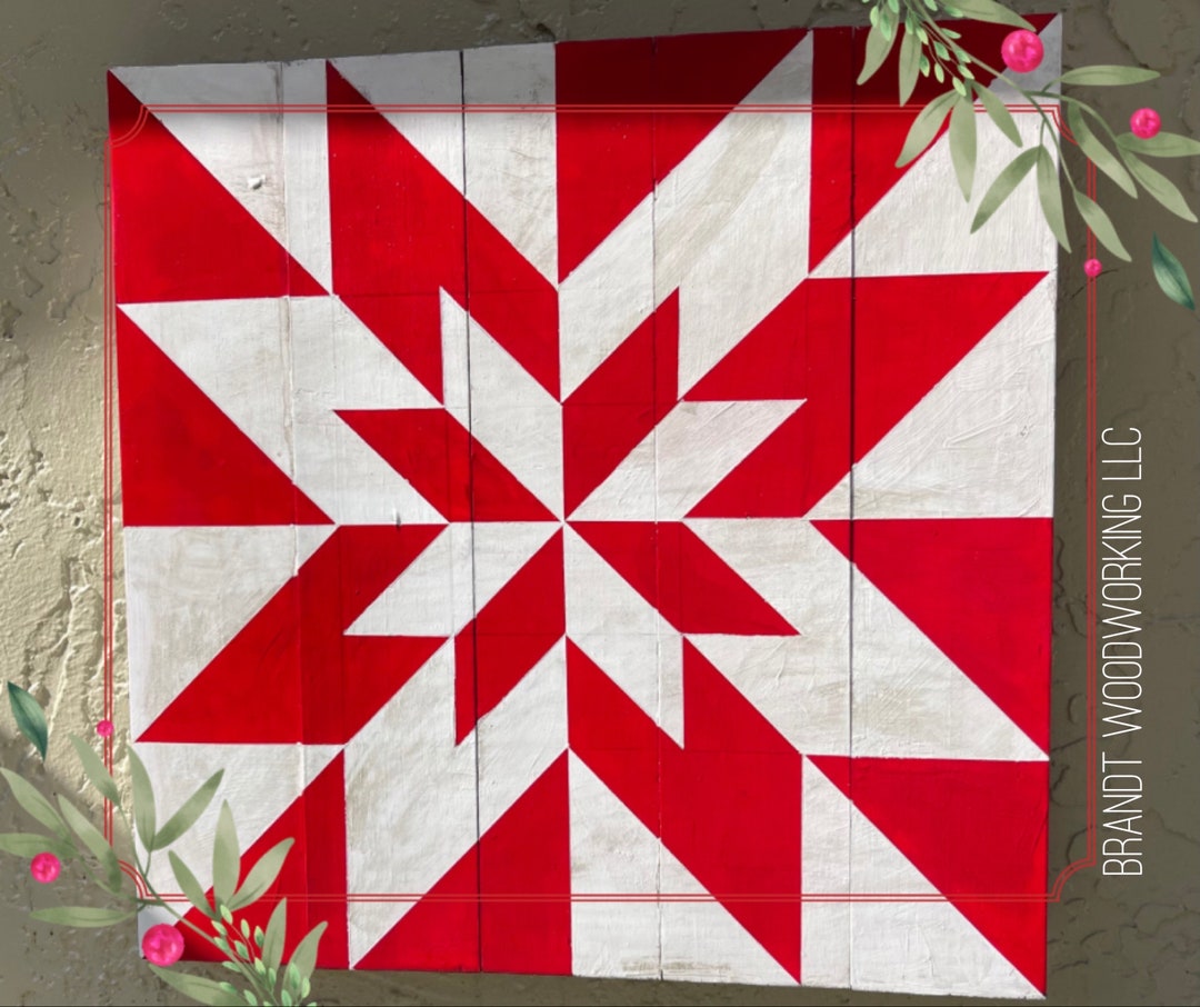 Red and White Barn Quilt FREE SHIPPING Etsy