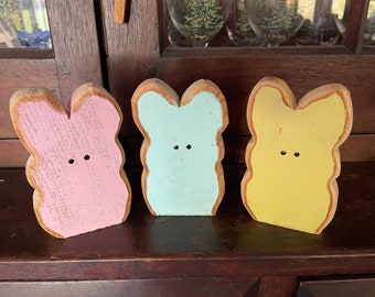 Farmhouse Easter Wooden Peeps. Set of three.