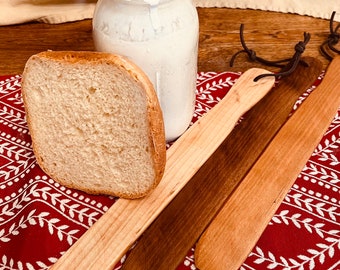 Wooden Spurtle Porridge Spurtle Sourdough Stirring Spurtle with leather strap