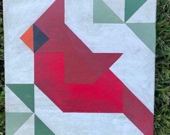 Red Cardinal - 14” x 14” Acrylic on Wood