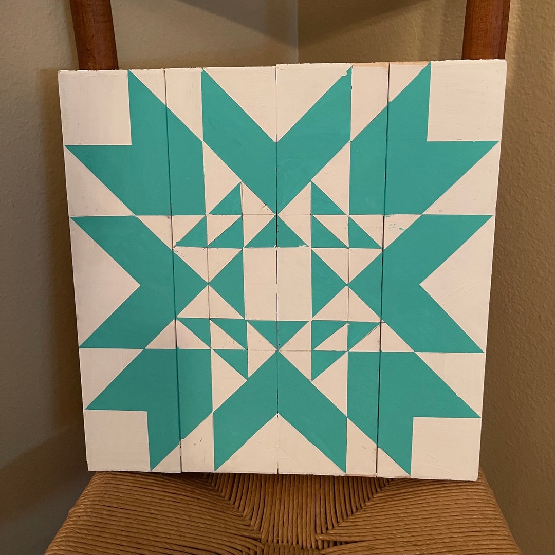 Teal and White Barn Coastal Barn Quilt Etsy