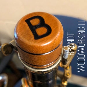 Hand-Turned Wooden Saxophone Endplug – Custom Lathe-Turned Monogrammed with your initial.
