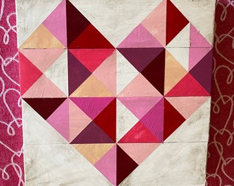 Valentines Heart Barn Quilt Hand Painted Acrylic