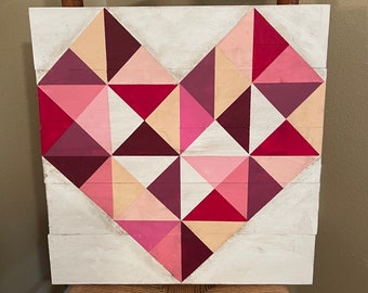 Valentines Heart Barn Quilt Hand Painted Acrylic