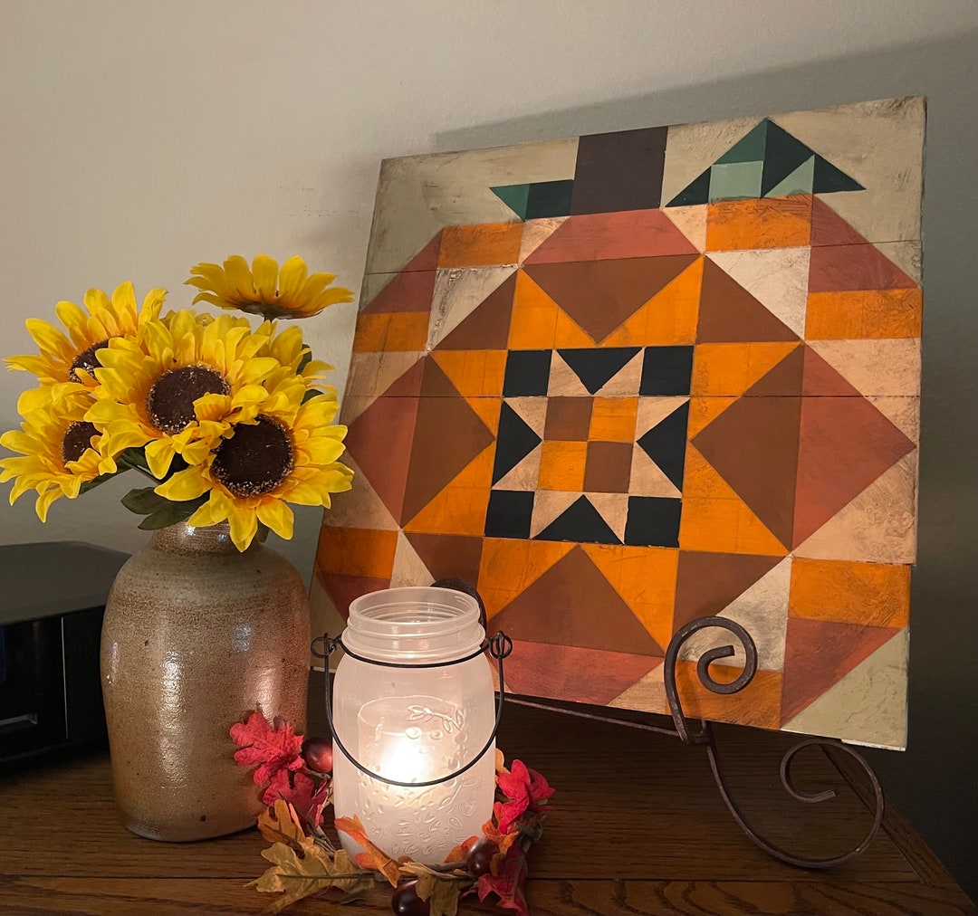 Pumpkin Barn Quilt Hand Painted Fall Decor Antiqued - Etsy