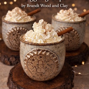 Handmade Stoneware Eggnog Cup | Cozy Holiday Mug | Rustic Winter Drinkware | Brandt Wood & Clay