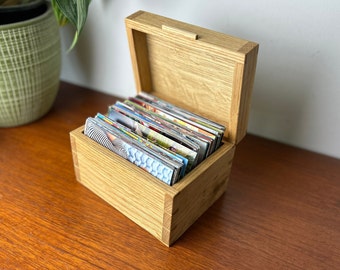 Boîte à photos en bois, boîte à photos 4 x 6 pouces, boîte à photos simple, boîte à photos en chêne, boîte à albums de famille.