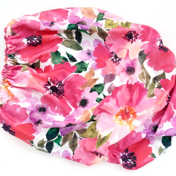 Organic Changing Pad Cover Pink Watercolor Flowers Change Etsy