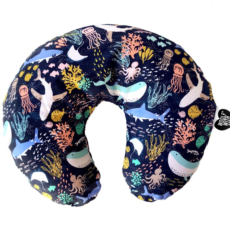 ORGANIC Nursing Pillow Cover Under the Sea Slip Cover Etsy