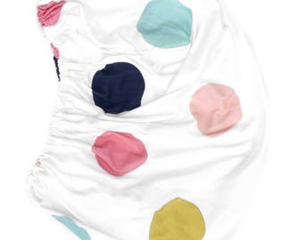Organic Changing Pad Cover Rainbow Dots, XL Polka Dots, Organic Baby Bedding, Changing Pad, Contour Changing Pad Cover, Pink Bedding, Navy