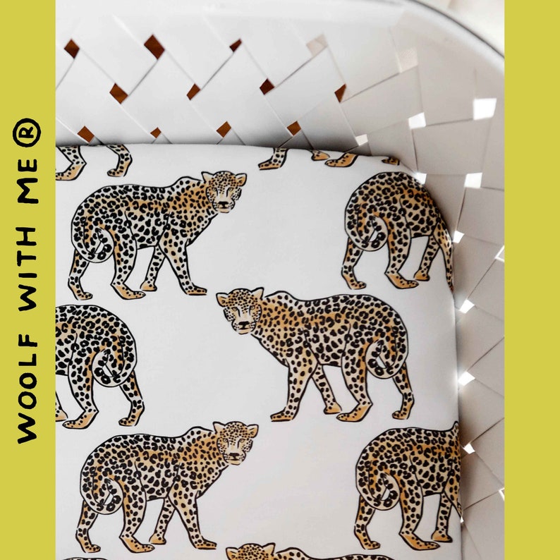 Crib Bedding Fitted Sheet Baby Shower Gift Organic Leopard Nursery Crib Bedding Fitted Sheet Baby, Leopard Baby Bedding