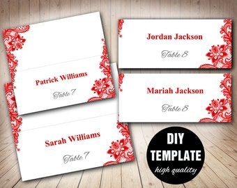 Wedding Lace Place cards Template FoldoverDIY Teal Place | Etsy