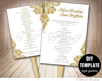 Grey Wedding Program Fan Template Diy Instant Download Etsy