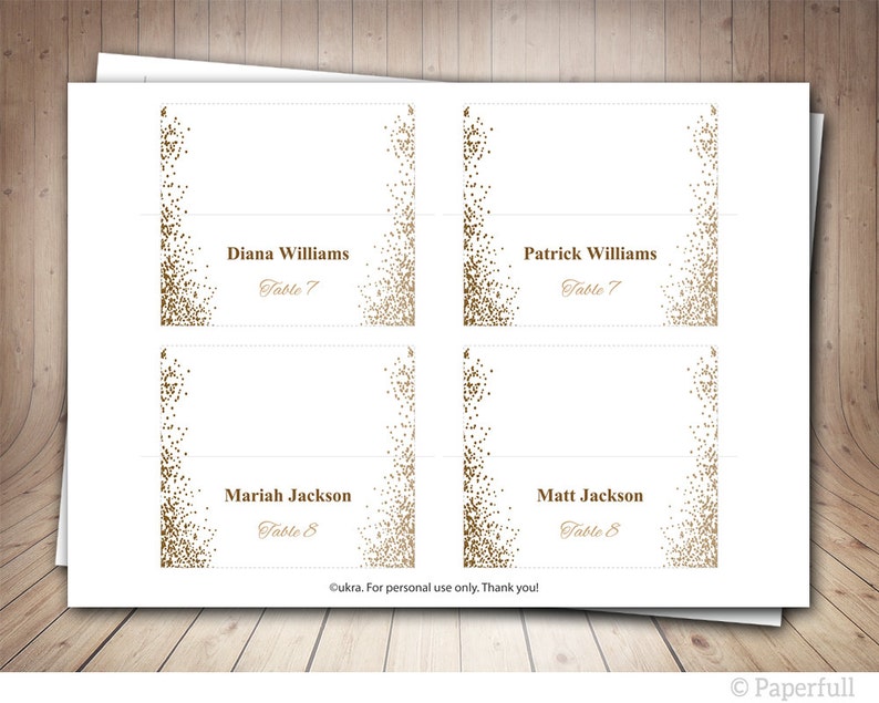 Printable Placecards, Place Cards Wedding,gold Wedding Place Cards ...