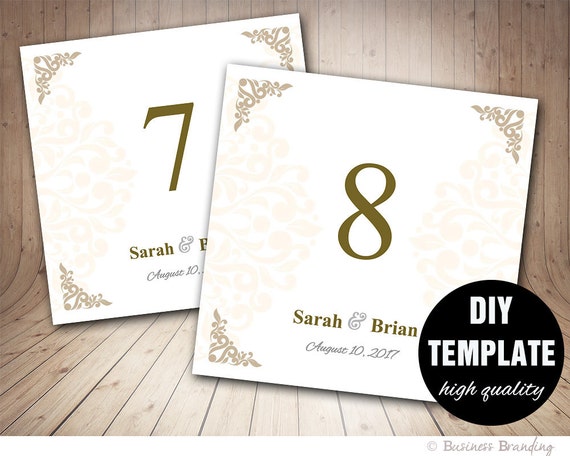Diy Wedding Table Numbers Templateprintable Table Card Etsy
