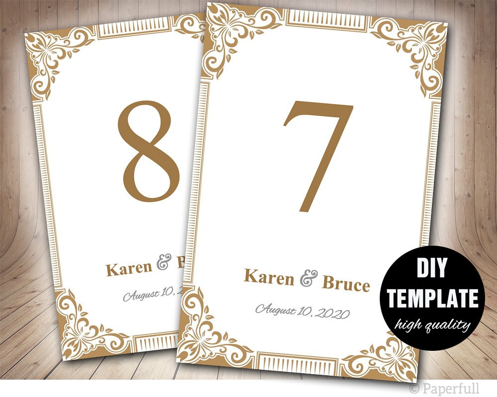 Edel Gold Tisch Karte Vorlage DIY Hochzeit Tischkarte Rahmen | Etsy