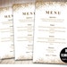 Gold Menu Template,wedding Menu Template,printable Wedding Menu Card ...