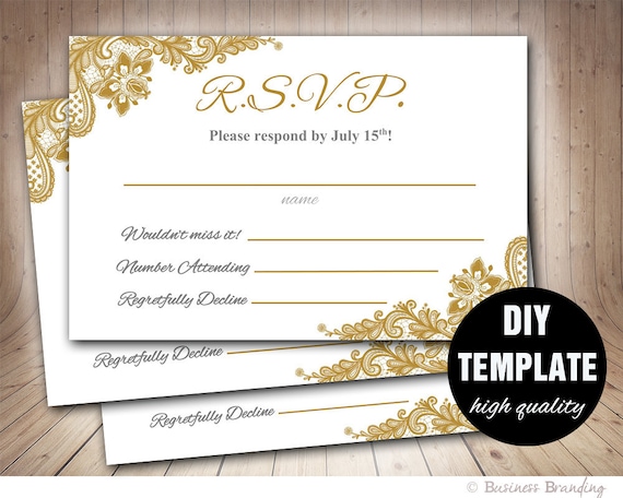 gold wedding rsvp template diy instant download printable rsvp wedding response card microsoft word template gold response card gold lace rsvp template microsoft word