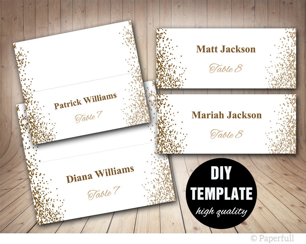 Printable Placecards, Place Cards Wedding,gold Wedding Place Cards ...