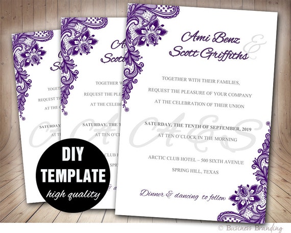 purple wedding invitation