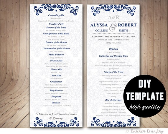 Wedding Program Templateinstant Download Microsoft Etsy