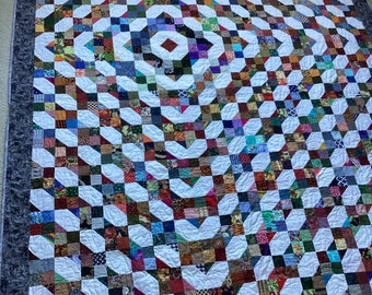 Colorful scrap full or queen size quilt