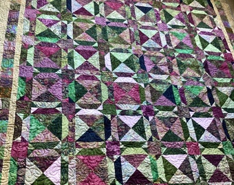Batik Hourglass colorful queen size quilt
