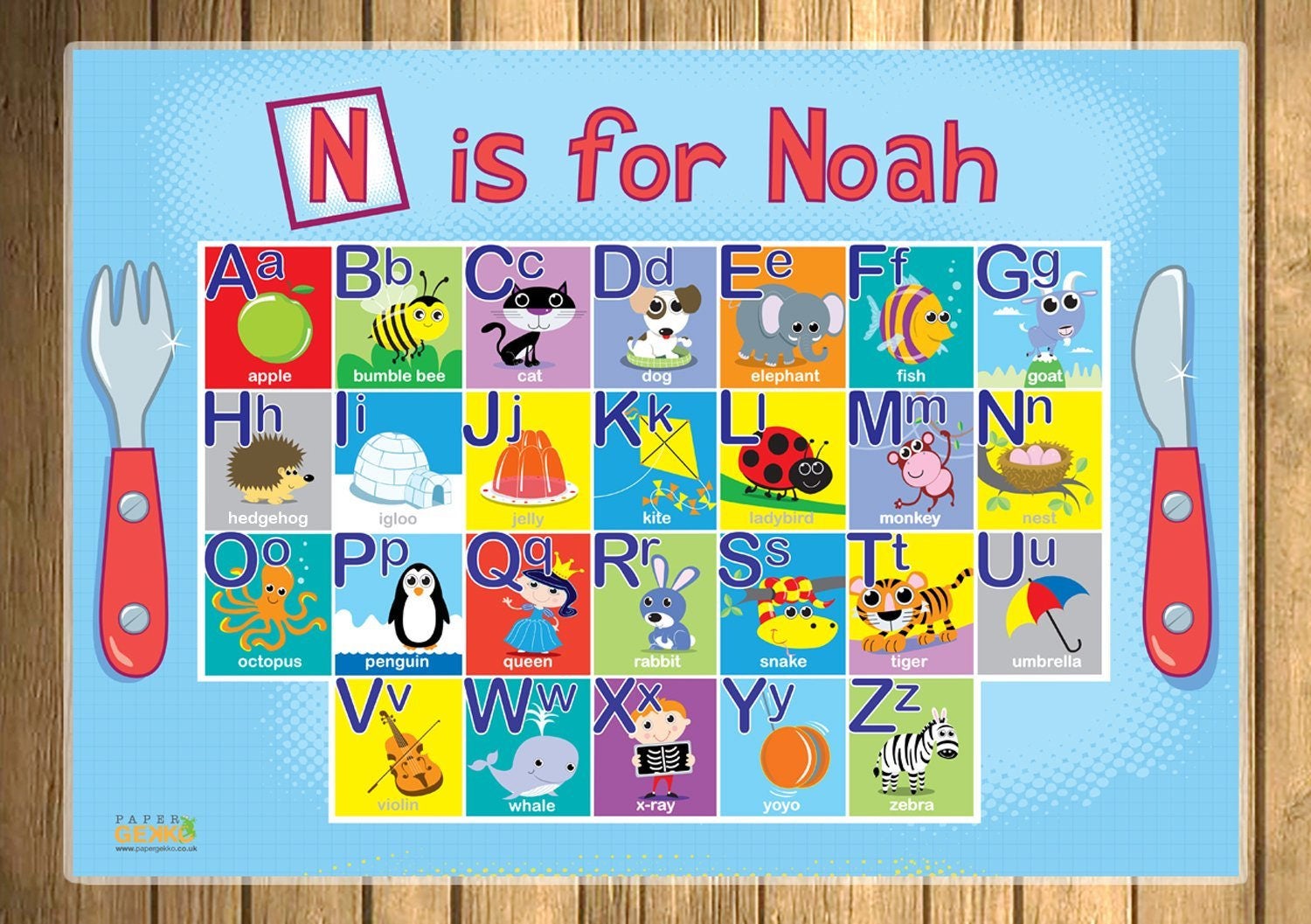 Children's Personalised Alphabet Placemat Add your Etsy