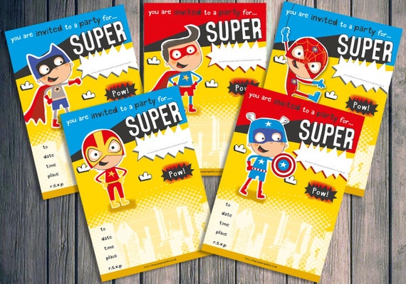 superhero party birthday invites 30 pack inc envelopes superhero party invites